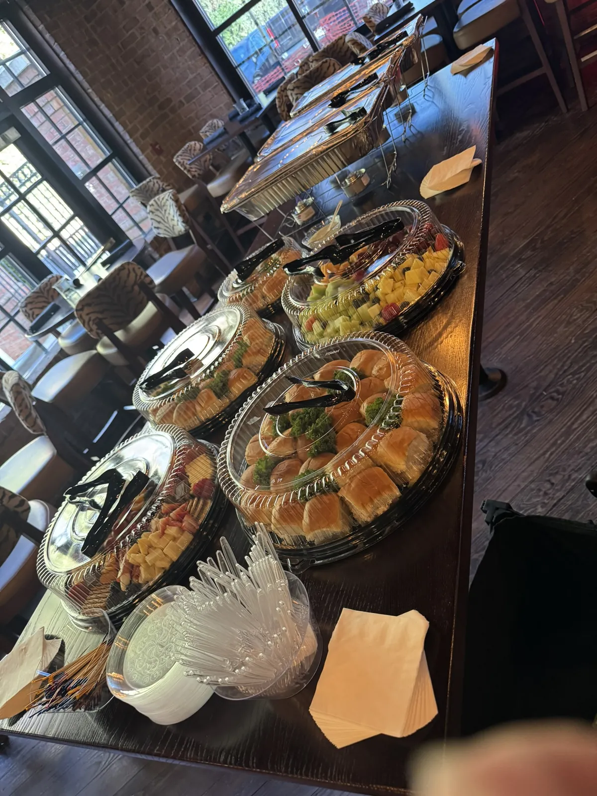 Platters laid out for a catered event