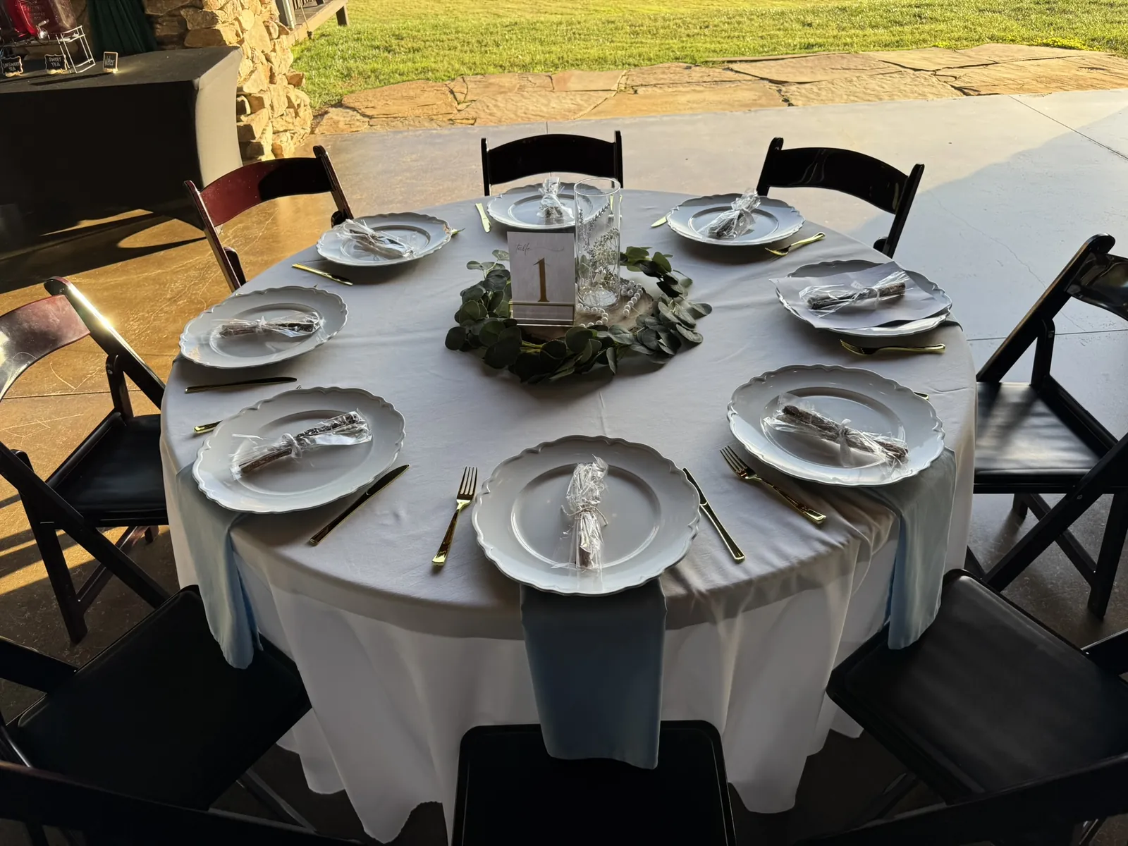 A table set for a Funkheizer's catered event