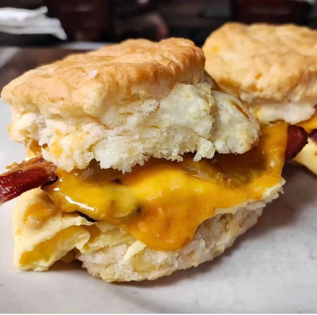 Bacon, egg and cheese biscuit at Funkheizer's