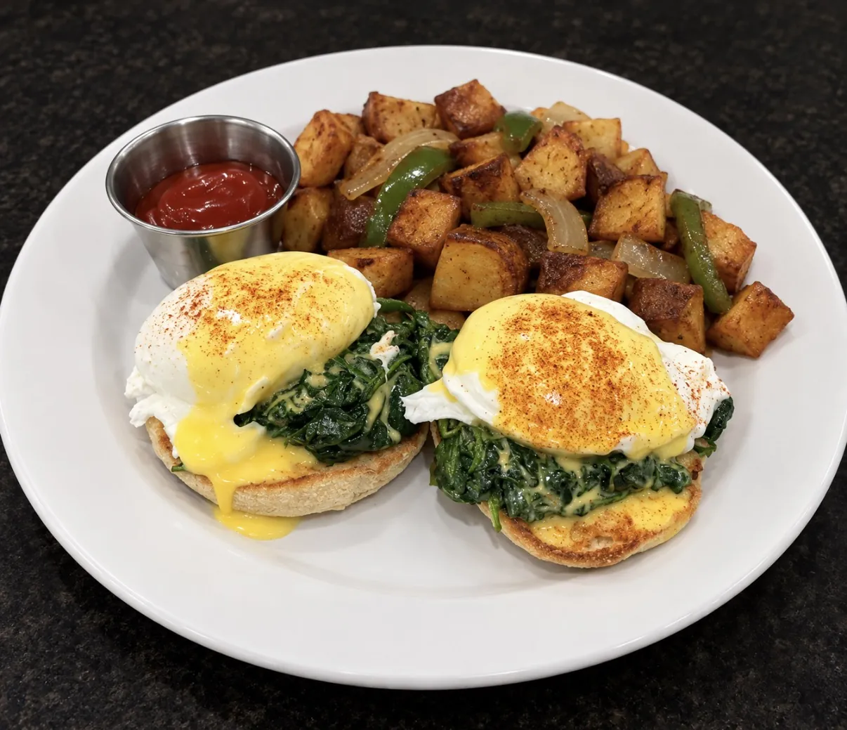 Florentine benedict with spinach and hollandaise at Funkheizer's