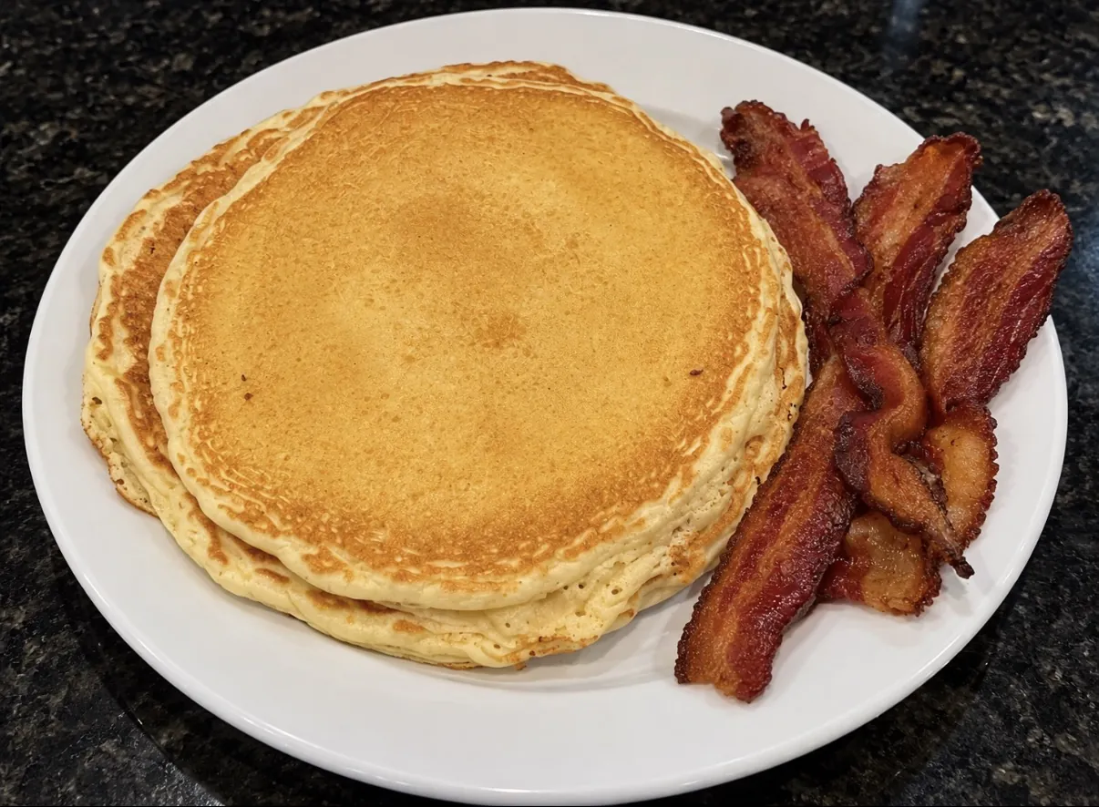 Buttermilk pancakes with bacon at Funkheizer's