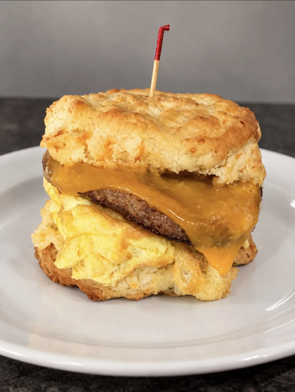 Sausage, egg and cheese biscuit at Funkheizer's