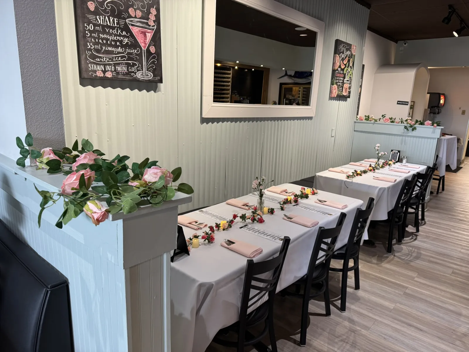 Tables set for a gathering at Funkheizer's Mooresville