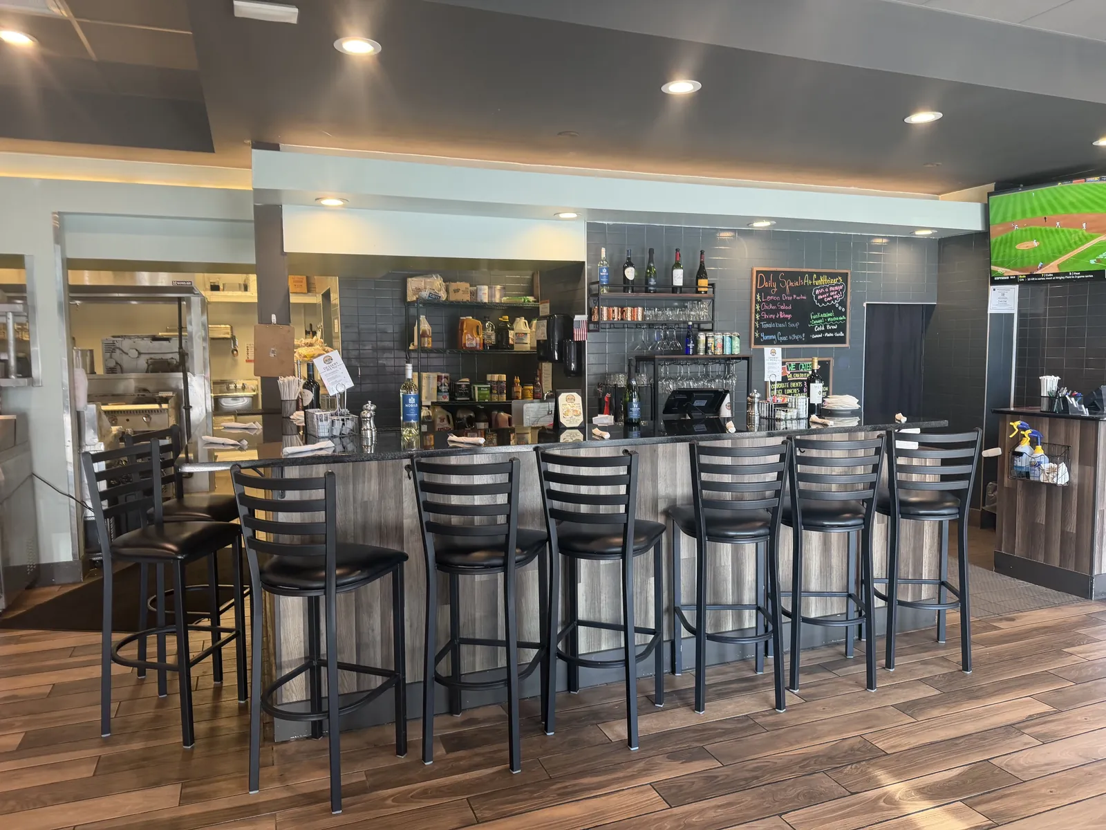 Bar seating inside Funkheizer's Statesville