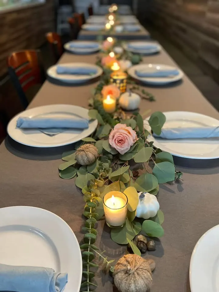 A long table set for a private event at Funkheizer's Cornelius