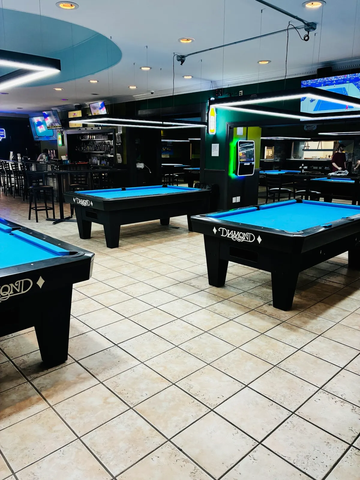 Pool tables at Funkheizer's Billiards in Hickory